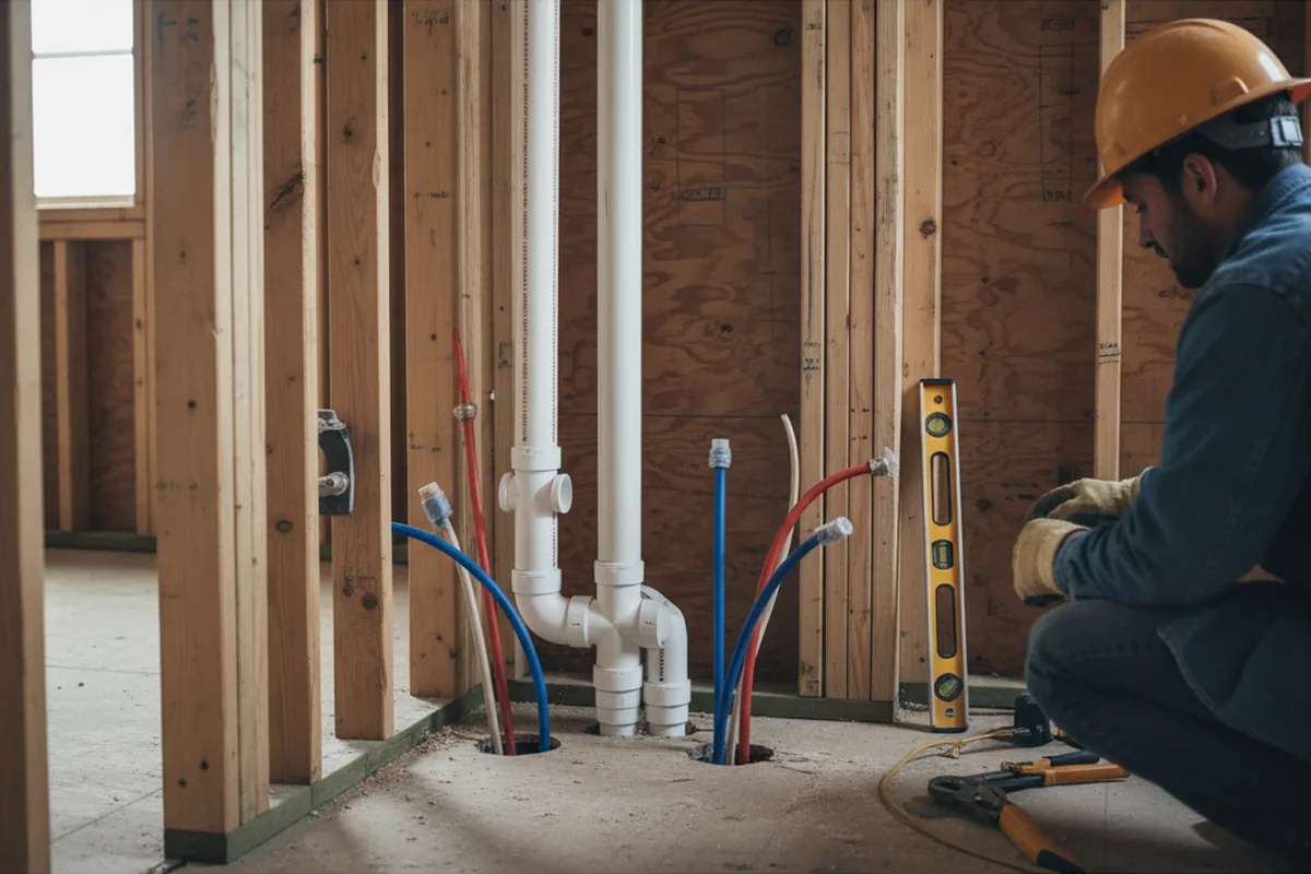 Drain and supply rough-in during Drain Cleaning in Imperial